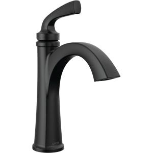 imageDelta Faucet Geist Matte Black Faucet Single Hole Faucet Black Black Faucets for Sink 1 Hole Sink Faucet Drain Assembly Included Matte Black 15864LFBLMatte Black