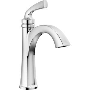 imageDelta Faucet Geist Matte Black Faucet Single Hole Faucet Black Black Faucets for Sink 1 Hole Sink Faucet Drain Assembly Included Matte Black 15864LFBLChrome