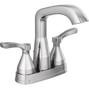 imageDelta Faucet Stryke Matte Black Bathroom Faucet Centerset Bathroom Faucet Diamond Seal Technology Metal Drain Assembly Matte Black 25776BLMPUDSTLumicoat Chrome
