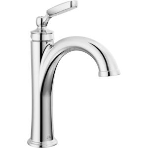 imageDelta Woodhurst Matte Black Bathroom Faucet 1 Hole Single Hole Bathroom Sink Faucet for Vanity Metal PushPop Drain Assembly Matte Black 532BLMPUDSTChrome