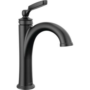 imageDelta Woodhurst Matte Black Bathroom Faucet 1 Hole Single Hole Bathroom Sink Faucet for Vanity Metal PushPop Drain Assembly Matte Black 532BLMPUDSTMatte Black