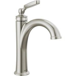 imageDelta Woodhurst Matte Black Bathroom Faucet 1 Hole Single Hole Bathroom Sink Faucet for Vanity Metal PushPop Drain Assembly Matte Black 532BLMPUDSTStainless