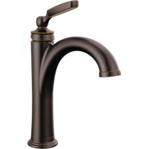 imageDelta Woodhurst Matte Black Bathroom Faucet 1 Hole Single Hole Bathroom Sink Faucet for Vanity Metal PushPop Drain Assembly Matte Black 532BLMPUDSTVenetian Bronze