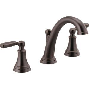 imageDelta Woodhurst Matte Black Bathroom Faucet 3 Hole 8 Inch Widespread Bathroom Sink Faucet for Vanity Metal PushPop Drain Assembly Matte Black 3532LFBLMPUVenetian Bronze