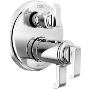 imageDelta Faucet Tetra 17T Series Gold 3Setting Integrated Diverter Valve Trim Kit Gold Diverter Valve Trim Kit Shower Trim Kit Lumicoat Champagne Bronze T27T889CZPR Valve Not IncludedLumicoat Chrome