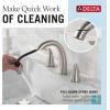 imageDelta Arvo Chrome Bathroom Faucet with Sprayer 8 Inch 3 Hole Widespread Bathroom Sink Faucet with Pull Out Sprayer PushPop Drain Chrome 35840LFPDSpotShield Brushed Nickel