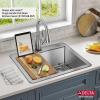 imageDELTA FAUCET 95A93225SSS Lorelai Workstation Kitchen Sink Dropin Top Mount Stainless Steel Single Bowl with WorkFlow Ledge and Chefs Kit of 5 Accessories25in