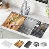 imageDELTA FAUCET 95A93225SSS Lorelai Workstation Kitchen Sink Dropin Top Mount Stainless Steel Single Bowl with WorkFlow Ledge and Chefs Kit of 5 Accessories24in