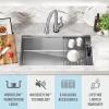 imageDELTA FAUCET 95A93225SSS Lorelai Workstation Kitchen Sink Dropin Top Mount Stainless Steel Single Bowl with WorkFlow Ledge and Chefs Kit of 5 Accessories32in