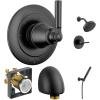 imageDelta Saylor 3Setting Matte Black Shower System Including Shower Head Handheld Shower Shower Handle Shower Diverter and Shower Valve Kit Matte BlackMatte Black