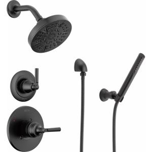 imageDelta Saylor 3Setting Matte Black Shower System Including Shower Head Handheld Shower Shower Handle Shower Diverter and Shower Valve Kit Matte BlackMatte Black