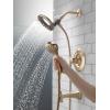 imageDelta Faucet Linden 17 Series DualFunction Tub and Shower Trim Kit Shower Faucet with 4Spray In2ition 2in1 Dual Hand Held Shower Head with Hose Venetian Bronze T17494RBI Valve Not IncludedChampagne Bronze