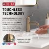 imageDelta Trinsic Touchless 1Hole Bathroom Faucet with Touch On Technology Chome Single Hole Bathroom Sink Faucet Metal PushPop Drain Assembly Chrome 559TLFMPUChampagne Bronze