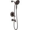 imageDelta Faucet Linden 17 Series DualFunction Tub and Shower Trim Kit Shower Faucet with 4Spray In2ition 2in1 Dual Hand Held Shower Head with Hose Venetian Bronze T17494RBI Valve Not IncludedVenetian Bronze
