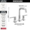 imageDelta Trinsic USpout Widespread Bathroom Faucet Gold 3Hole Bathroom Sink Faucet Metal PushPop Drain Assembly Champagne Bronze 3554CZMPUDSTChrome