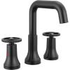 imageDelta Trinsic USpout Widespread Bathroom Faucet with Wheel Handle Brushed Nickel 3Hole Bathroom Sink Faucet Metal PushPop Drain Assembly Stainless 35547SSMPUDSTMatte Black