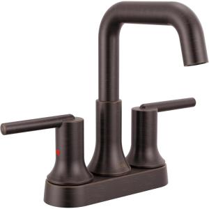 imageDelta Trinsic USpout Centerset Bathroom Faucet Oil Rubbed Bronze 3Hole Bathroom Sink Faucet Metal PushPop Drain Assembly Venetian Bronze 2554RBMPUDSTVenetian Bronze