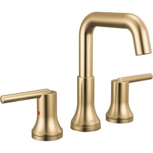 imageDelta Trinsic USpout Widespread Bathroom Faucet Gold 3Hole Bathroom Sink Faucet Metal PushPop Drain Assembly Champagne Bronze 3554CZMPUDSTChampagne Bronze