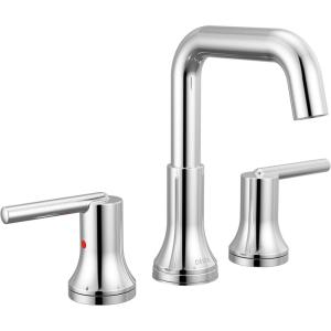 imageDelta Trinsic USpout Widespread Bathroom Faucet Gold 3Hole Bathroom Sink Faucet Metal PushPop Drain Assembly Champagne Bronze 3554CZMPUDSTChrome