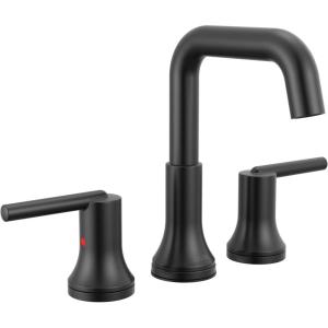 imageDelta Trinsic USpout Widespread Bathroom Faucet Gold 3Hole Bathroom Sink Faucet Metal PushPop Drain Assembly Champagne Bronze 3554CZMPUDSTMatte Black