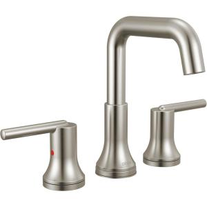 imageDelta Trinsic USpout Widespread Bathroom Faucet Gold 3Hole Bathroom Sink Faucet Metal PushPop Drain Assembly Champagne Bronze 3554CZMPUDSTStainless
