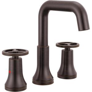 imageDelta Trinsic USpout Widespread Bathroom Faucet with Wheel Handle Brushed Nickel 3Hole Bathroom Sink Faucet Metal PushPop Drain Assembly Stainless 35547SSMPUDSTVenetian Bronze