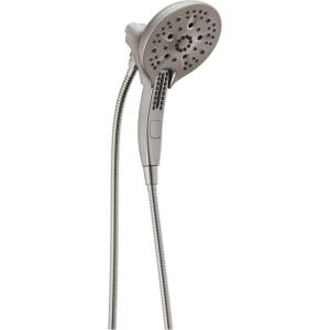 imageDelta 58620SS25PK 2in1 Dual Shower Head Brushed Finish 5 Spray Settings Hose Included