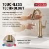imageDelta Cassidy Brushed Nickel Touch Bar Faucet with Pull Down Sprayer Modern Single Hole Touch On Prep Sink Faucet Single Handle Lumicoat Arctic Stainless 9997TARPRDSTLumicoat Champagne Bronze