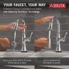 imageDelta Cassidy Brushed Nickel Touch Bar Faucet with Pull Down Sprayer Modern Single Hole Touch On Prep Sink Faucet Single Handle Lumicoat Arctic Stainless 9997TARPRDSTLumicoat Chrome