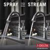imageDelta Cassidy Brushed Nickel Touch Bar Faucet with Pull Down Sprayer Modern Single Hole Touch On Prep Sink Faucet Single Handle Lumicoat Arctic Stainless 9997TARPRDSTLumicoat Chrome
