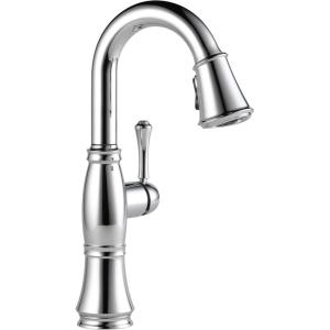 imageDelta Cassidy Brushed Nickel Touch Bar Faucet with Pull Down Sprayer Modern Single Hole Touch On Prep Sink Faucet Single Handle Lumicoat Arctic Stainless 9997TARPRDSTLumicoat Chrome
