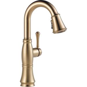 imageDelta Cassidy Brushed Nickel Touch Bar Faucet with Pull Down Sprayer Modern Single Hole Touch On Prep Sink Faucet Single Handle Lumicoat Arctic Stainless 9997TARPRDSTLumicoat Champagne Bronze