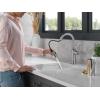 imageDelta Renaldi Brushed Nickel Bar Faucet with Pull Down Sprayer Modern Single Hole Prep Sink Faucet Single Handle Lumicoat Arctic Stainless 9984ARPRDST