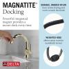 imageDelta Trinsic 1Hole PullDown Bathroom Faucet Polished Nickel High Arc Single Hole Bathroom Sink Faucet with Sprayer Metal PushPop Drain Assembly Polished Nickel 559HARPNPDDST