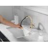 imageDelta Trinsic 1Hole PullDown Bathroom Faucet Polished Nickel High Arc Single Hole Bathroom Sink Faucet with Sprayer Metal PushPop Drain Assembly Polished Nickel 559HARPNPDDST