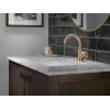 imageDelta Trinsic High Arc 1Hole Bathroom Faucet with Wheel Handle Polished Nickel Single Hole Bathroom Sink Faucet PushPop Drain Assembly Polished Nickel 558HARPNDSTChampagne Bronze