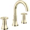 imageDelta Trinsic High Arc Widespread Bathroom Faucet with Wheel Handle Polished Nickel 3Hole Bathroom Sink Faucet Metal PushPop Drain Assembly Polished Nickel 3558PNMPUDSTPolished Nickel