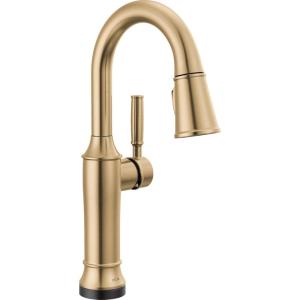 imageDelta 9984TLDST Renaldi 18 GPM Single Hole Pull Down Touchless Bar Faucet with Touch2O TouchClean and MagnaTite Docking  Lumicoat Champagne Bronze