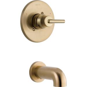 imageDelta Trinsic 14 Series SingleFunction Bathtub Valve Trim Kit Polished Nickel Tub Faucet Set Polished Nickel T14159PN Valve Not IncludedChampagne Bronze