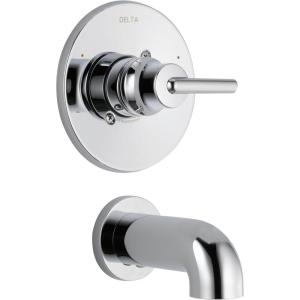 imageDelta Trinsic 14 Series SingleFunction Bathtub Valve Trim Kit Polished Nickel Tub Faucet Set Polished Nickel T14159PN Valve Not IncludedChrome
