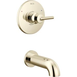 imageDelta Trinsic 14 Series SingleFunction Bathtub Valve Trim Kit Polished Nickel Tub Faucet Set Polished Nickel T14159PN Valve Not IncludedPolished Nickel