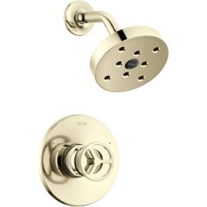 imageDelta Trinsic 14 Series SingleFunction H2Okinetic Shower Faucet Set with Wheel Handle Polished Nickel Shower Head and Handle Valve Trim Kit Polished Nickel T14258PN Valve Not Included