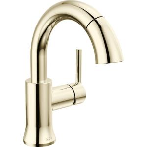 imageDelta Trinsic 1Hole PullDown Bathroom Faucet Polished Nickel High Arc Single Hole Bathroom Sink Faucet with Sprayer Metal PushPop Drain Assembly Polished Nickel 559HARPNPDDST