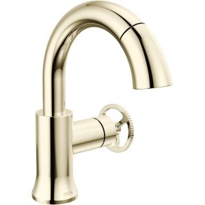imageDelta Trinsic High Arc 1Hole Bathroom Faucet with Wheel Handle Polished Nickel Single Hole Bathroom Sink Faucet PushPop Drain Assembly Polished Nickel 558HARPNDSTPolished Nickel