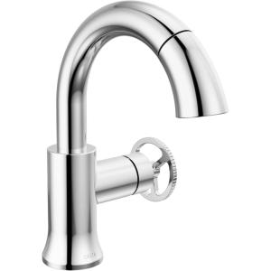 imageDelta Trinsic High Arc 1Hole Bathroom Faucet with Wheel Handle Polished Nickel Single Hole Bathroom Sink Faucet PushPop Drain Assembly Polished Nickel 558HARPNDSTChrome
