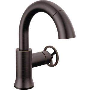 imageDelta Trinsic High Arc 1Hole Bathroom Faucet with Wheel Handle Polished Nickel Single Hole Bathroom Sink Faucet PushPop Drain Assembly Polished Nickel 558HARPNDSTVenetian Bronze