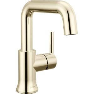 imageDelta Trinsic USpout 1Hole Bathroom Faucet with Wheel Handle Gold Single Hole Bathroom Sink Faucet Metal PushPop Drain Assembly Champagne Bronze 5547HARCZDSTBrilliance Polished Nickel